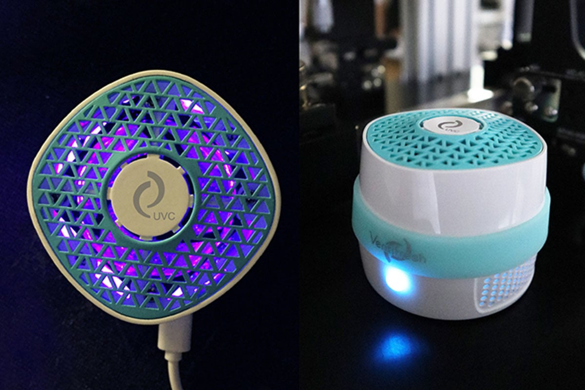venti fresh device top view and side view with blue lights