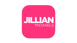 The Jillian Michaels App logo in pink and white over a white background