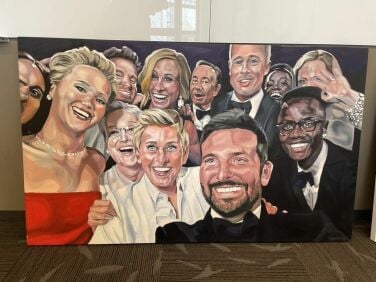 Painting of the Ellen Degeneres selfie.