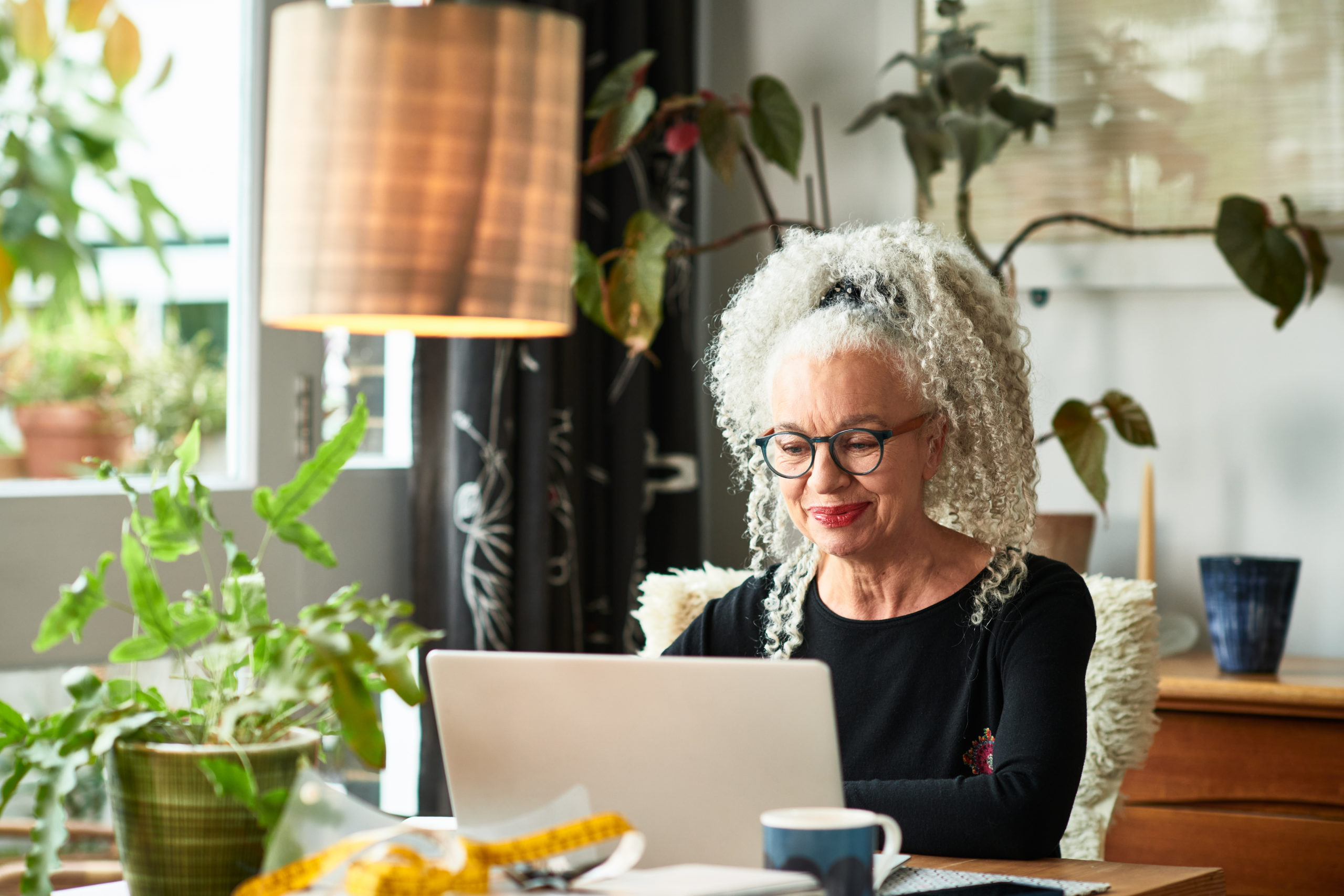 woman using laptop