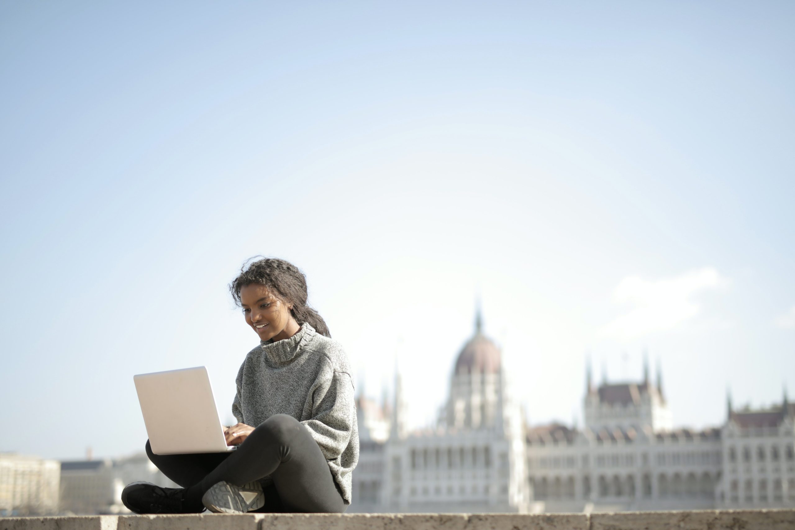 Girl looking at laptop