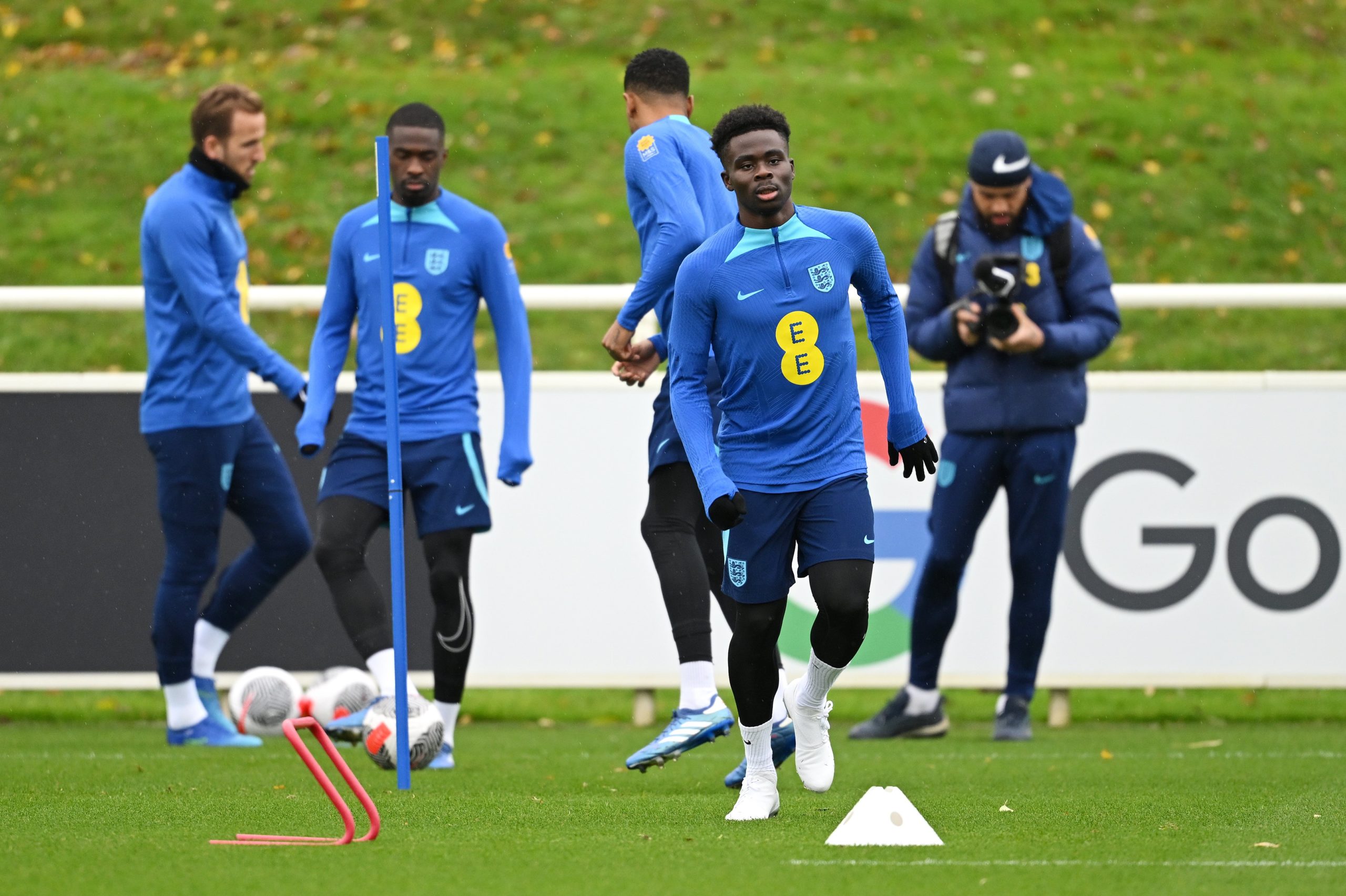 Bukayo Saka of England trains 