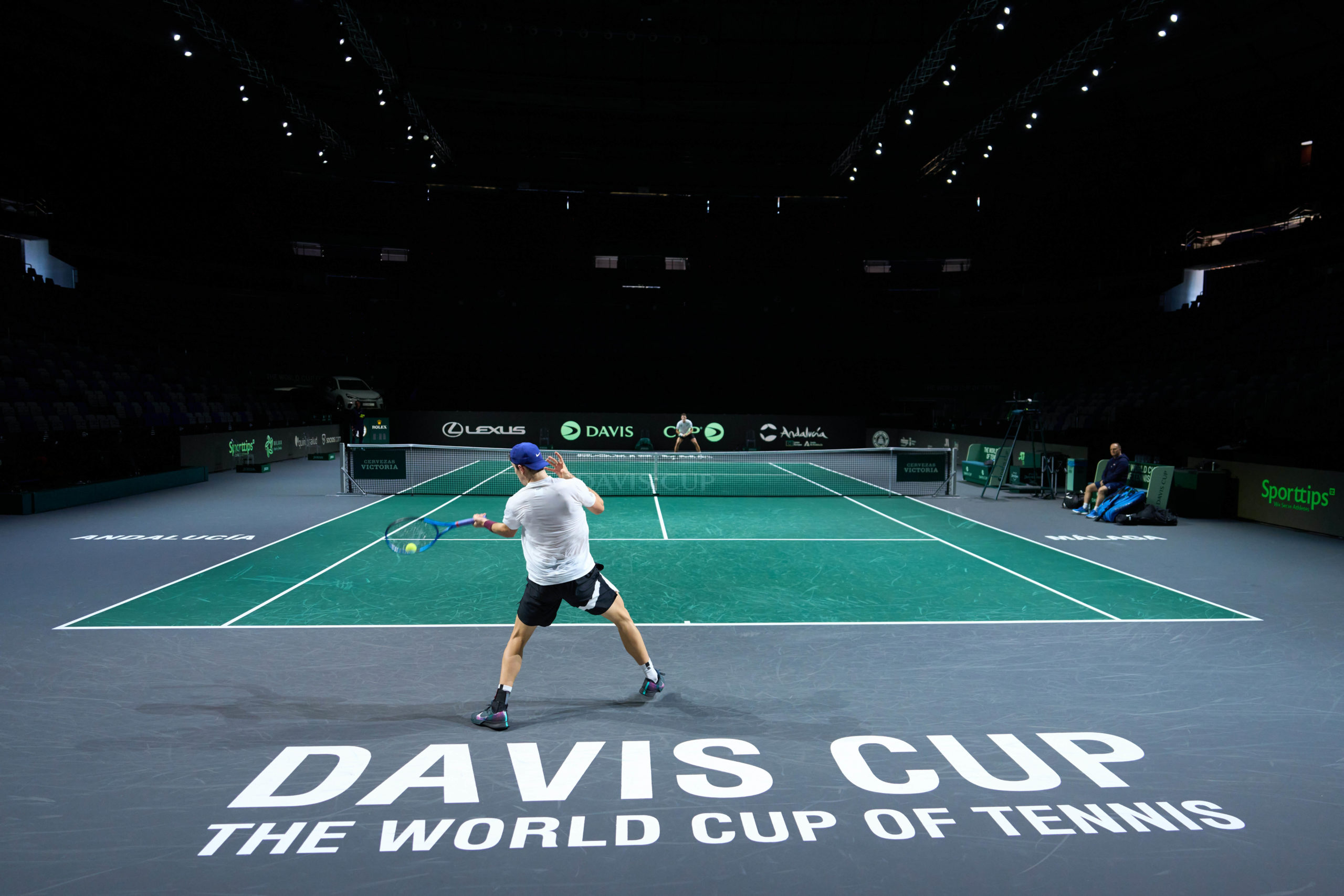 Jack Draper of Great Britain plays a forehand