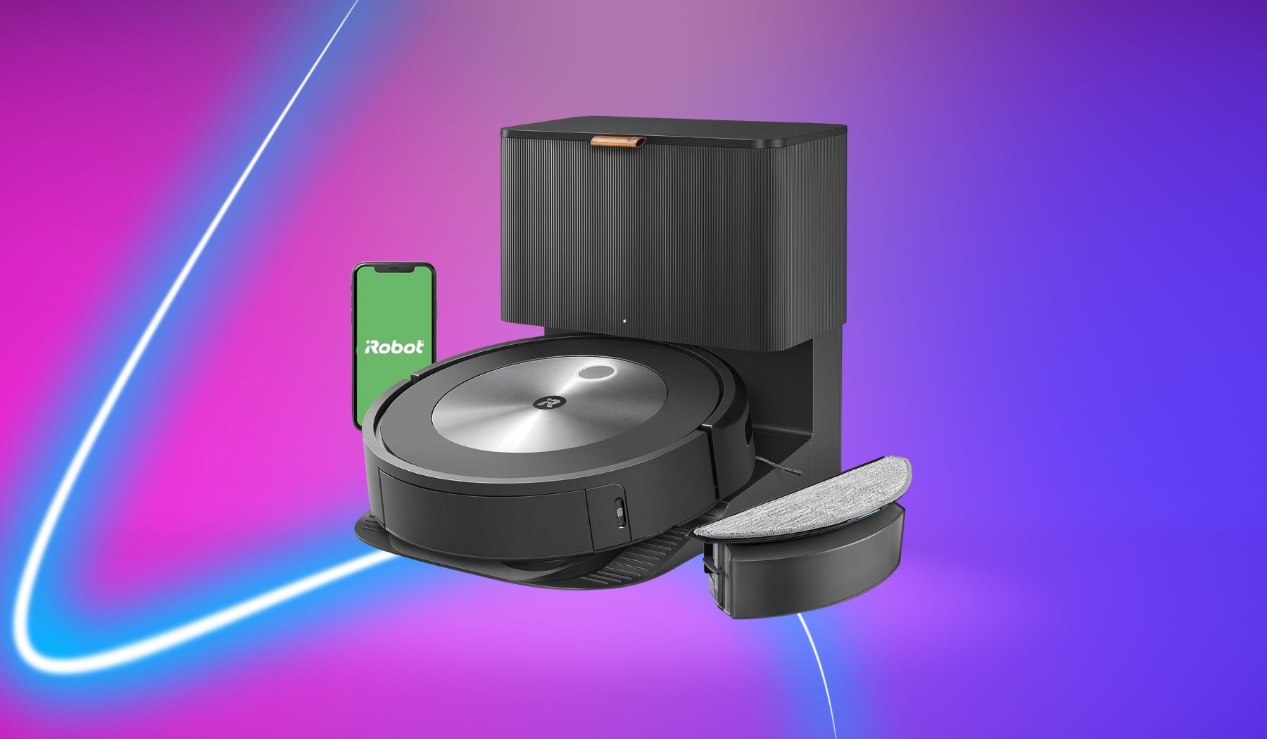 iRobot Roomba Combo j5 robot vacuum and mop on purple background