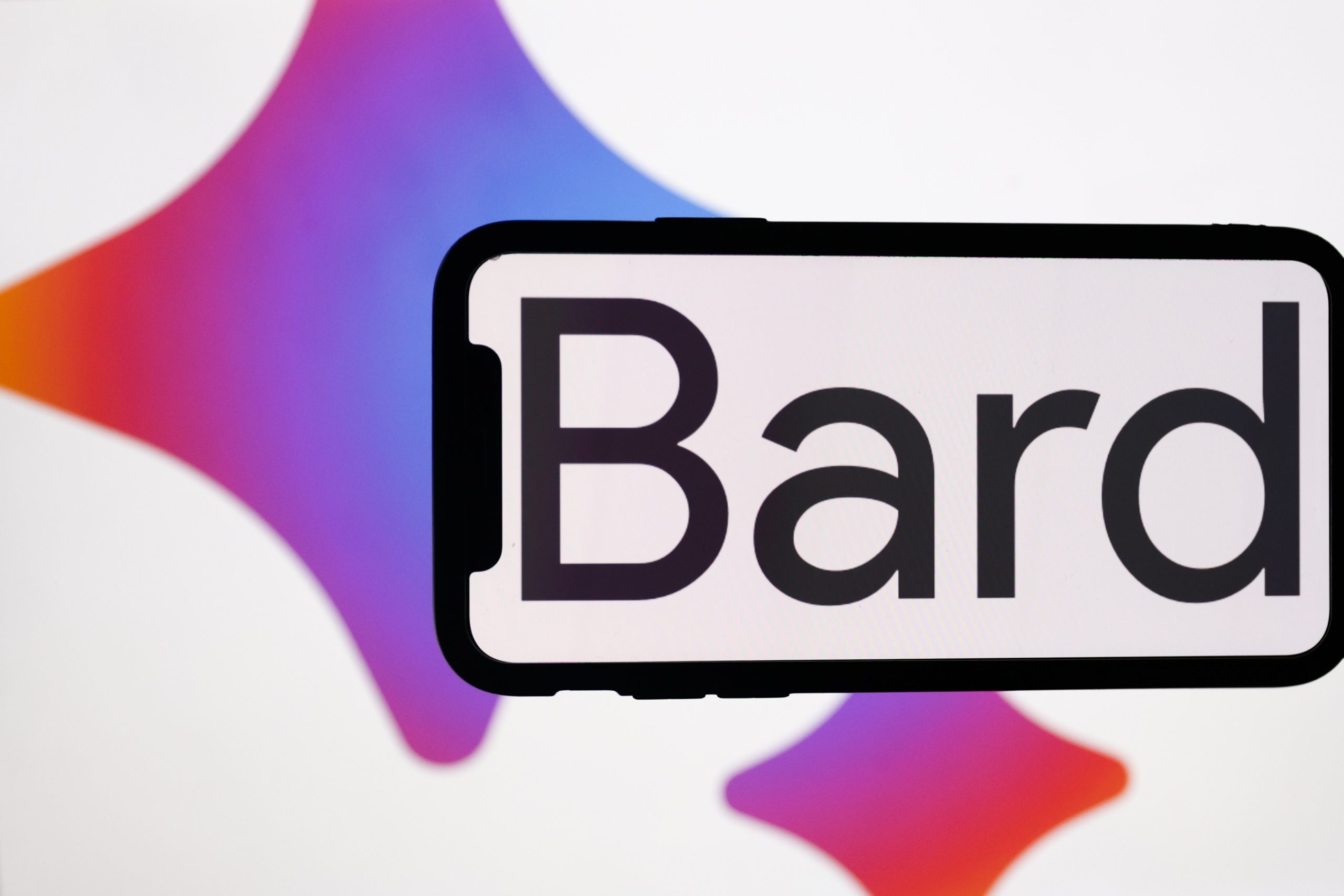 The Google Bard logo on an iPhone screen.