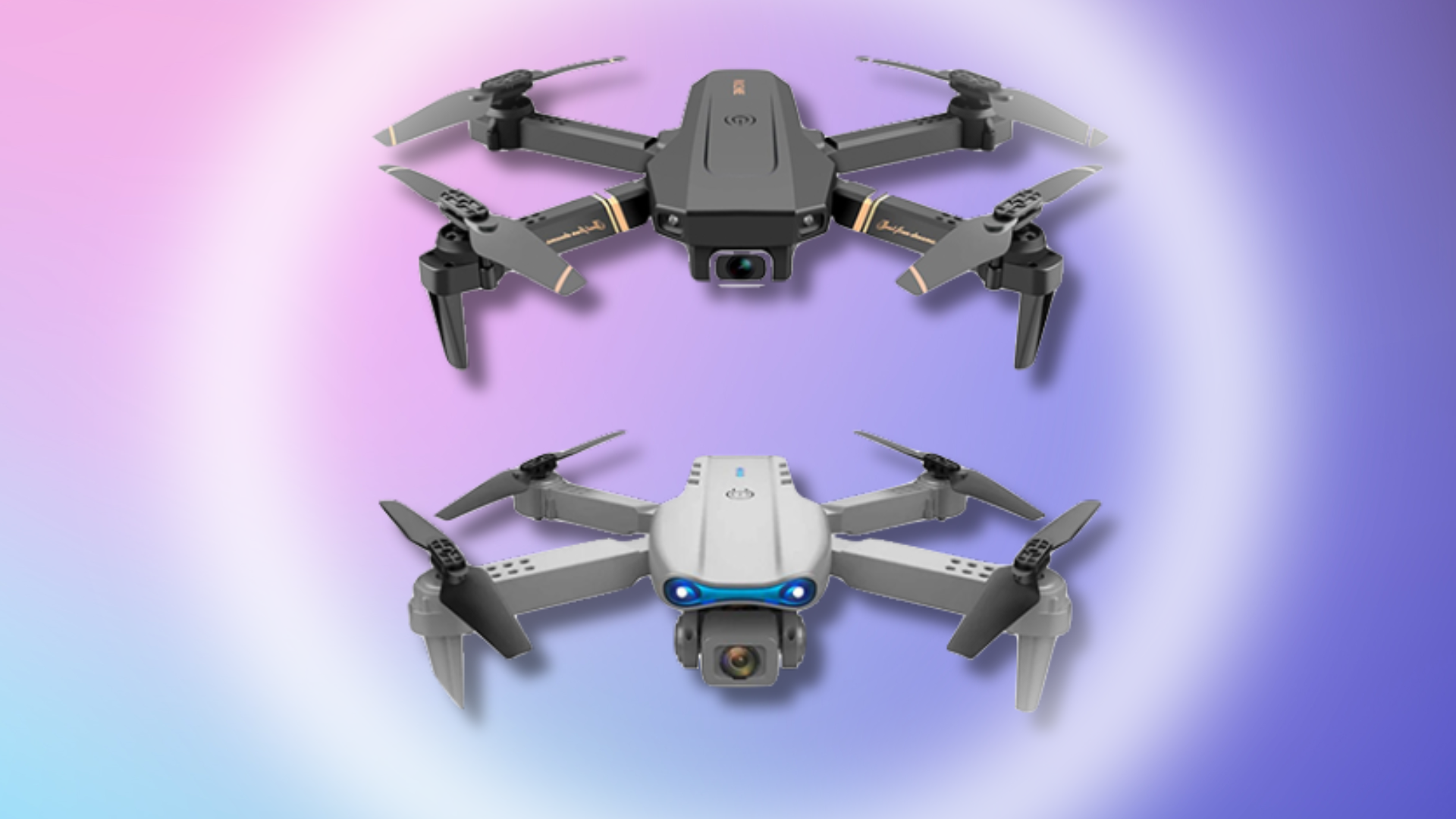black drone and white drone