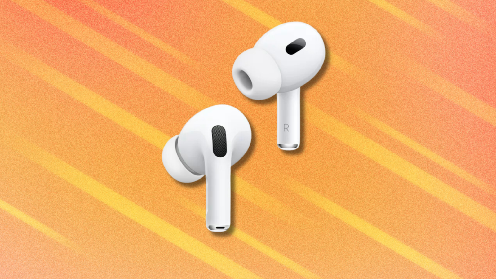Apple AirPods Pro on orange and white abstract background
