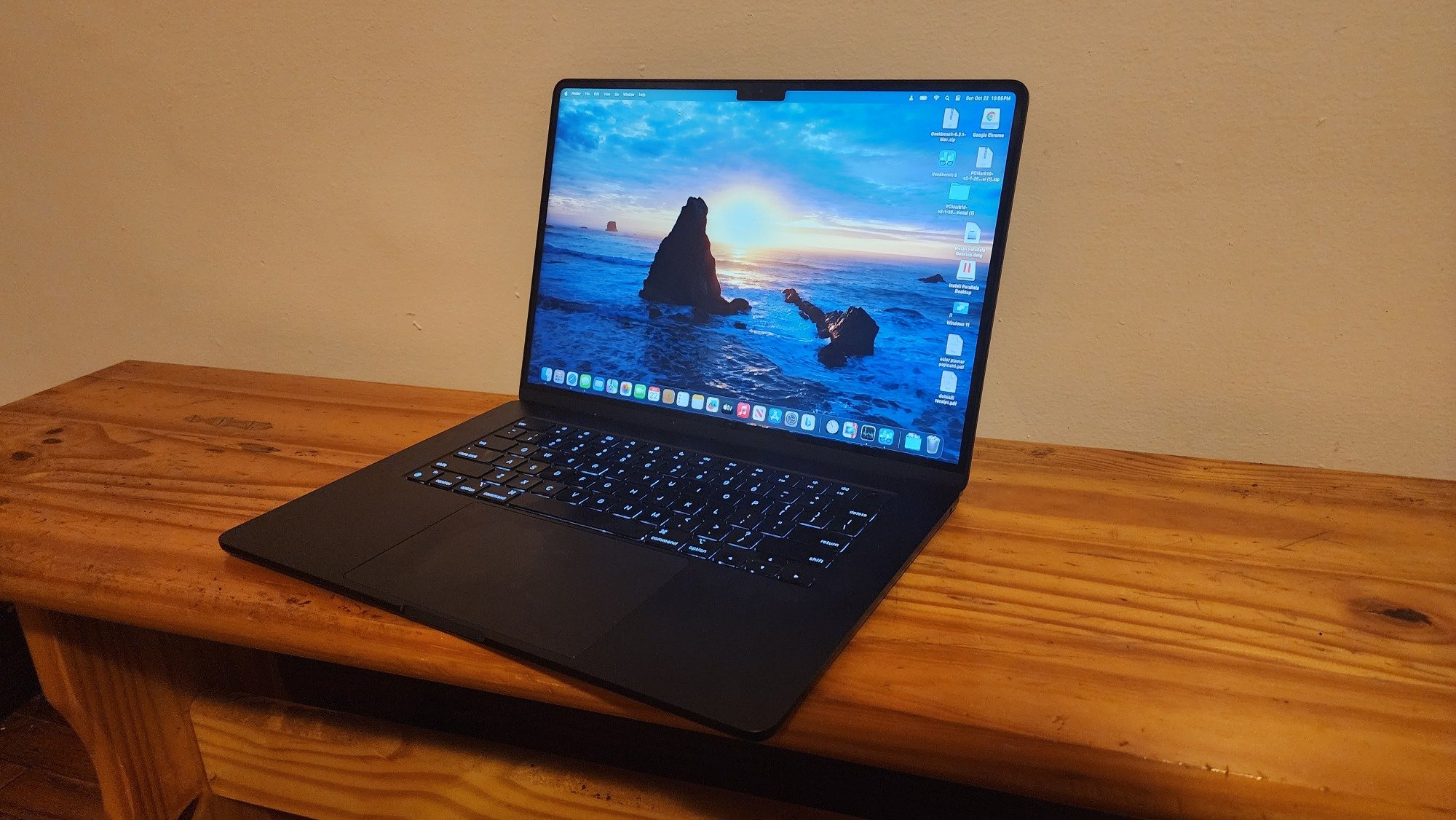 15-inch MacBook Air sitting on wooden surface