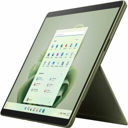a forest green microsoft surface pro 9 on a white background