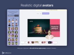 Screen with avatar presenting.