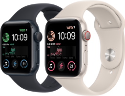 a pair of Apple Watch SE devices