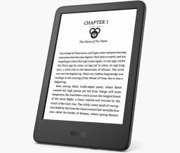 The 2022 Kindle shown in an upright position over a white background