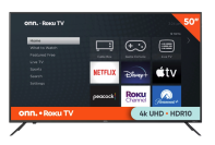 onn. 4K TV with streaming apps and smart TV platform on screen