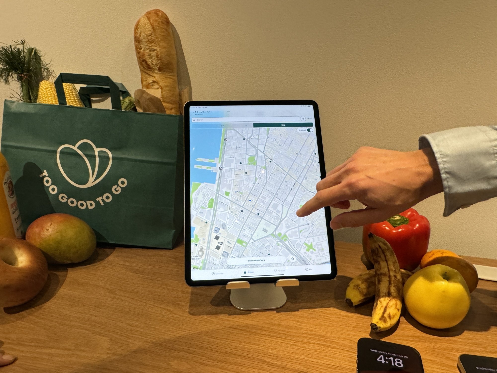 Too Good to Go app on an iPad