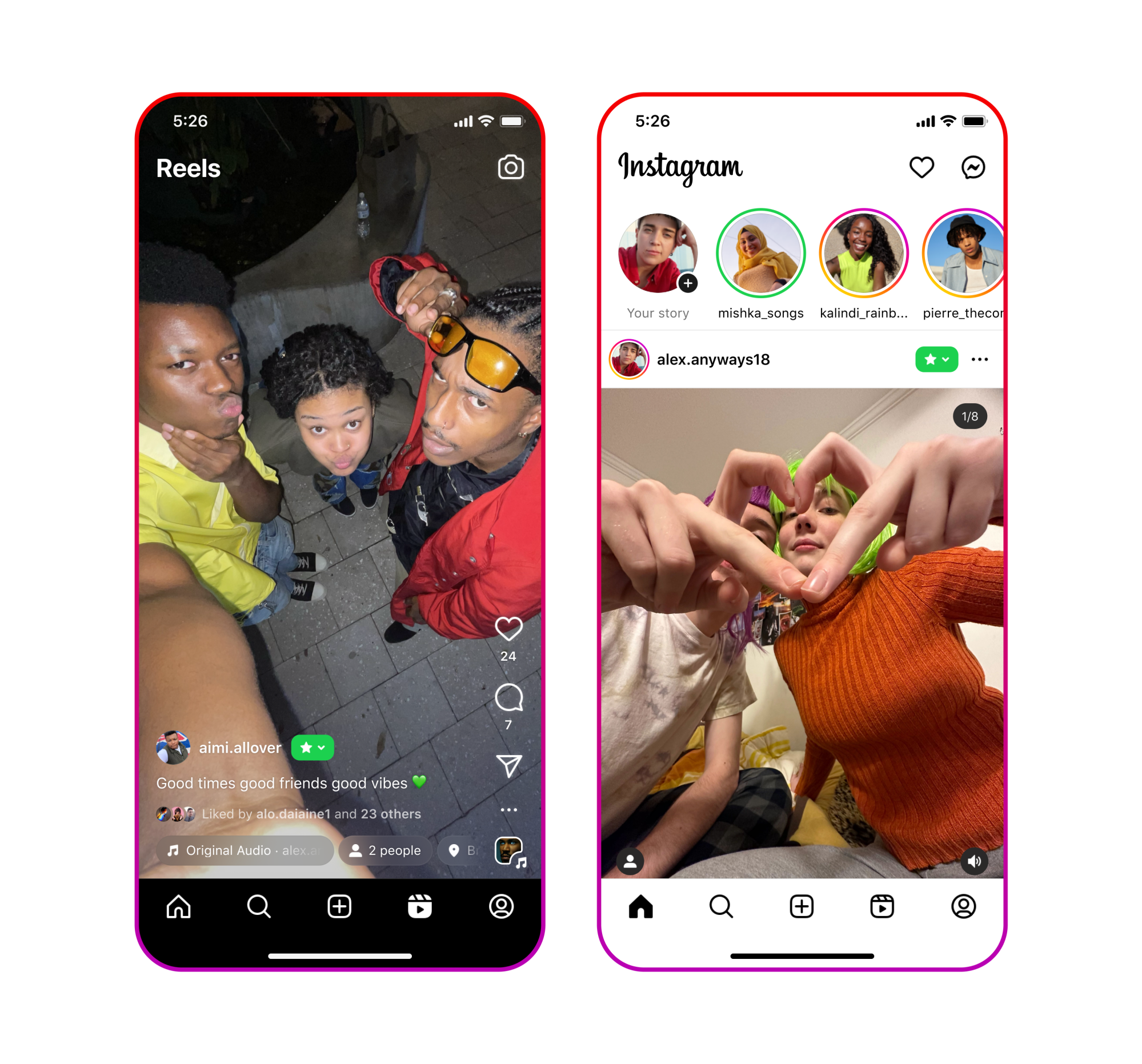 Two screenshots of posts on Instagram.