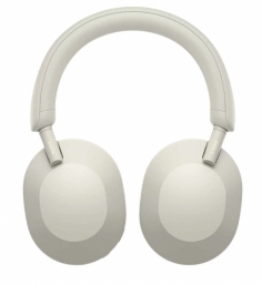 Sony WH-1000XM5 headphones in a white color over a white background