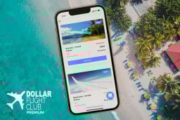 Smartphone displaying Dollar Flight Club site