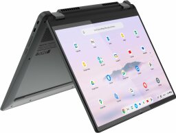 the Lenovo IdeaPad Flex 5i Chromebook Plus in tent mode