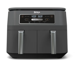 ninja foodi dual zone air fryer showing temperature display