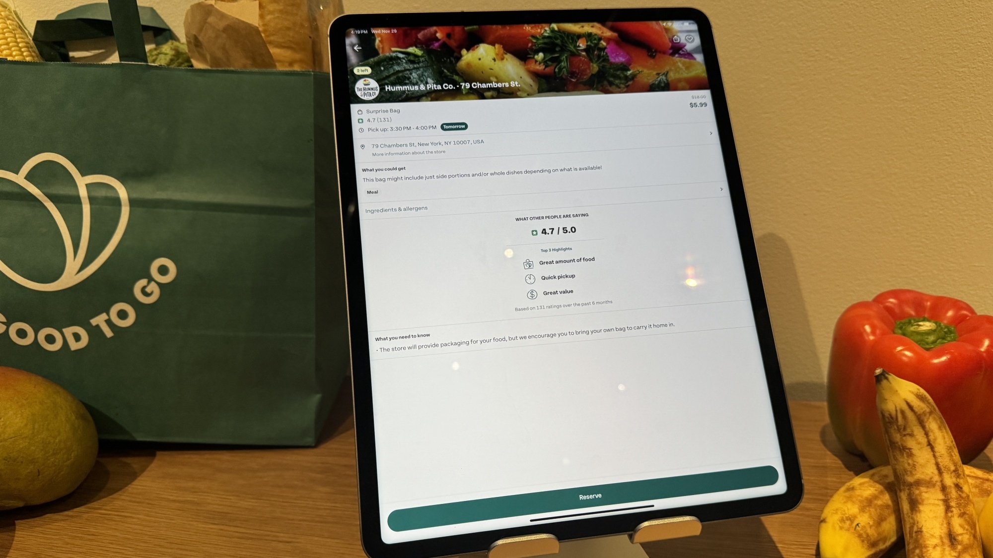 Too Good to Go on an iPad