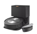 iRobot Roomba robot vacuum on auto empty dock beside separate water tank