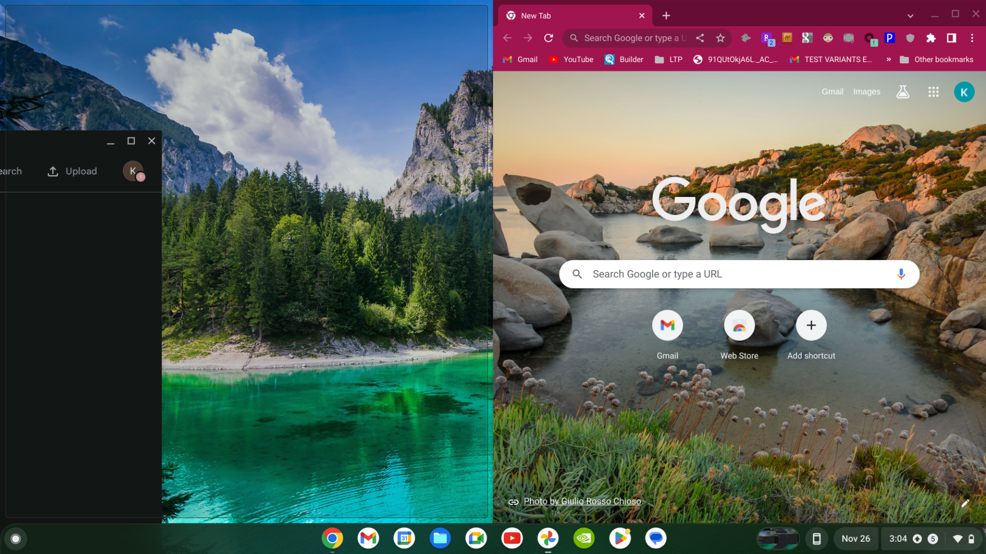 App dragged to left side of screen on a Chromebook