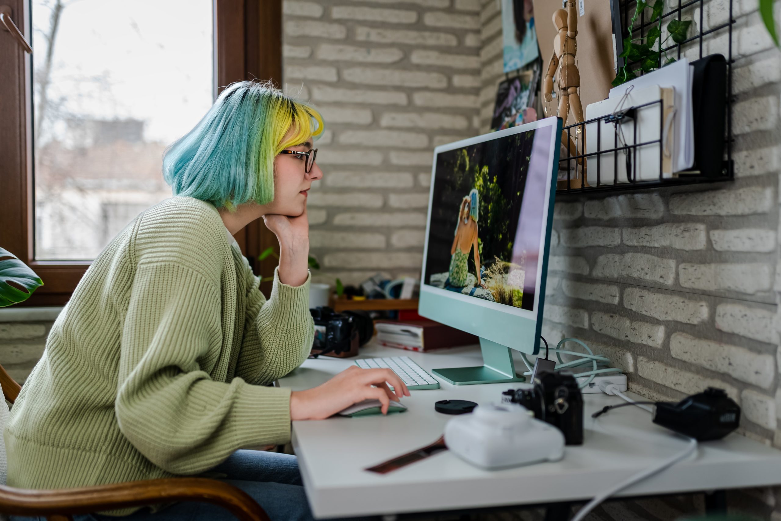 woman editing photos