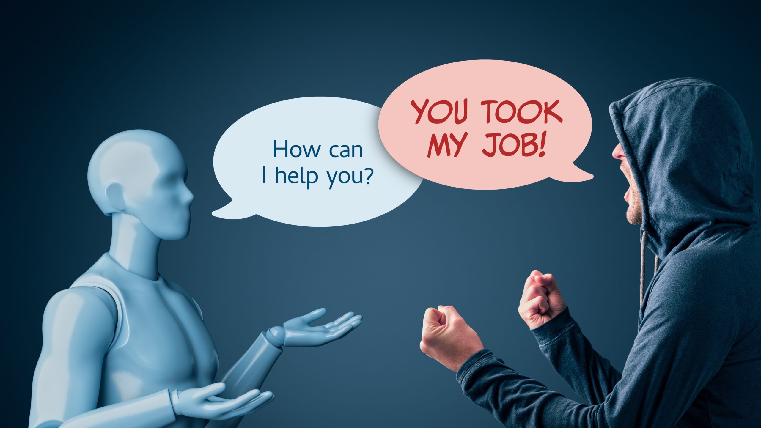 Man having angry conversation with bot