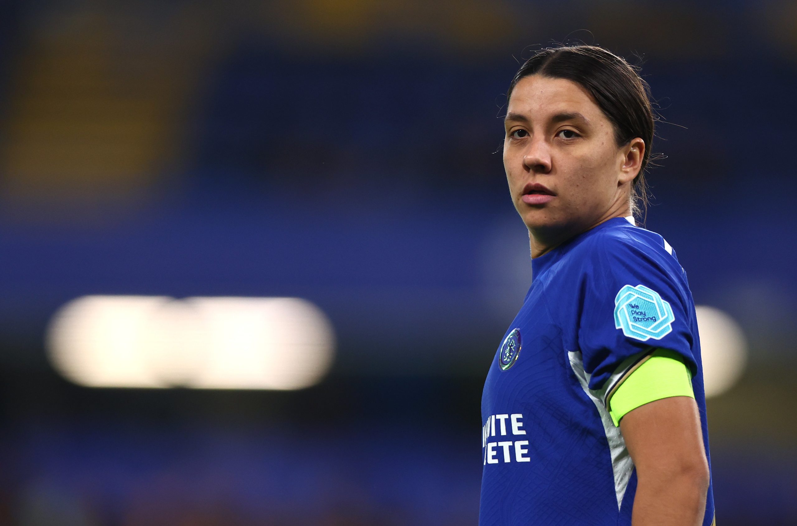 Sam Kerr of Chelsea looks on
