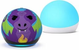 Echo Dot (5th Gen) Kids dragon with Echo Glow on a white background