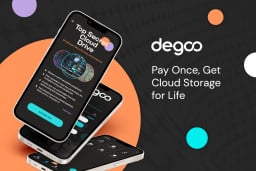 Degoo ad with phones showing cloud drive account