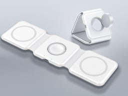 Two white MagStack chargers