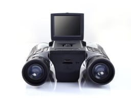 binoculars with display screen open