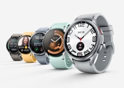 Five Samsung Galaxy Watch 6's in various colors shown on a white background.