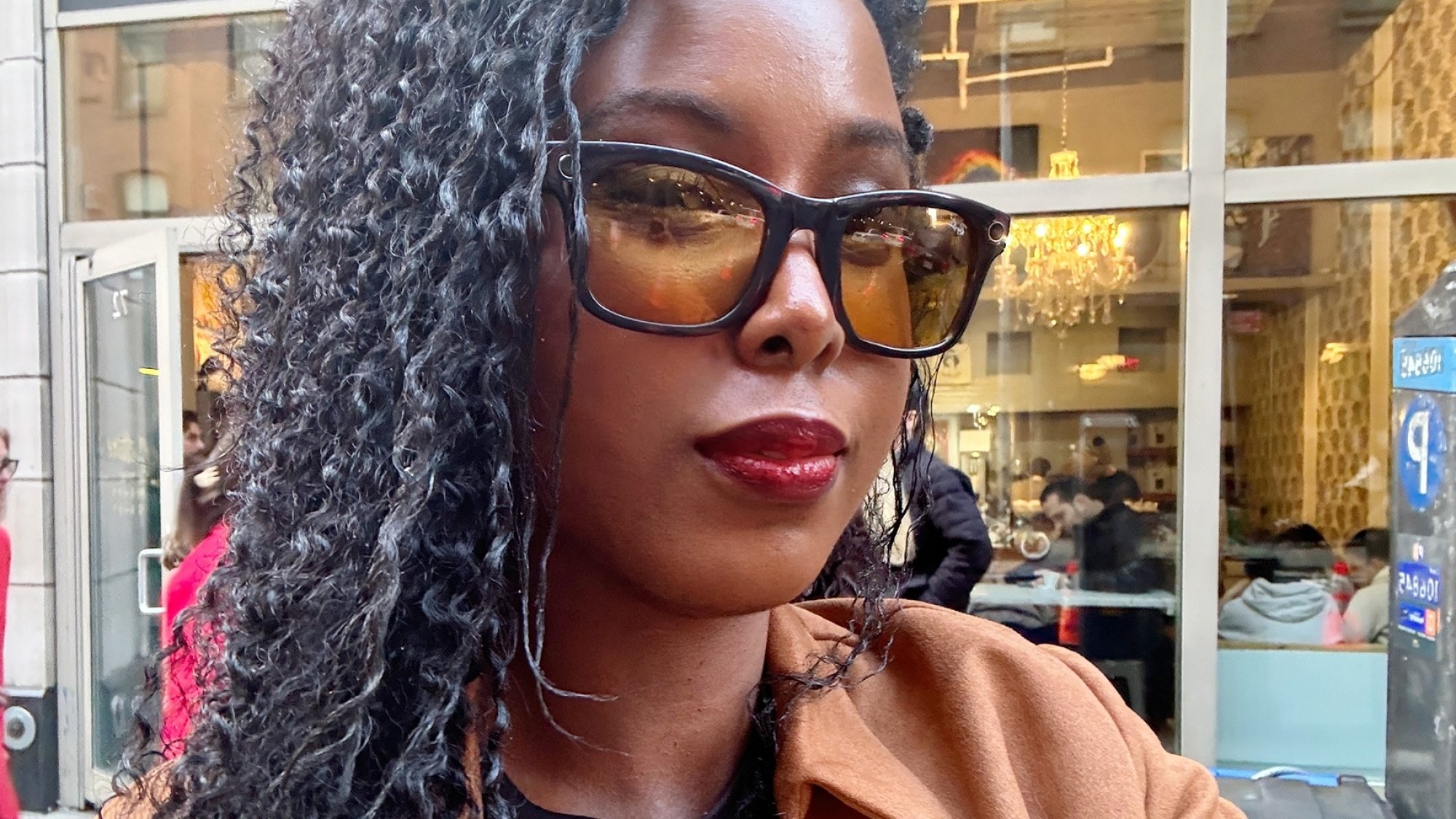 Woman wearing Ray-Ban Meta Smart Glasses