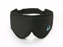 black sleep mask with headphones built-in