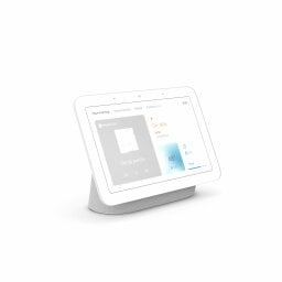 Google's Nest Hub (2nd Gen) comes in two colors: Chalk and Grey. The chalk version is shown here on a white background.