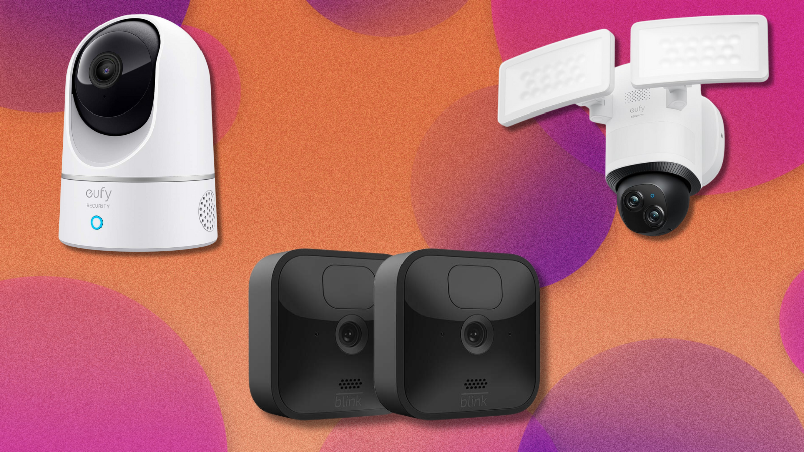 Security cameras on colorful abstract background