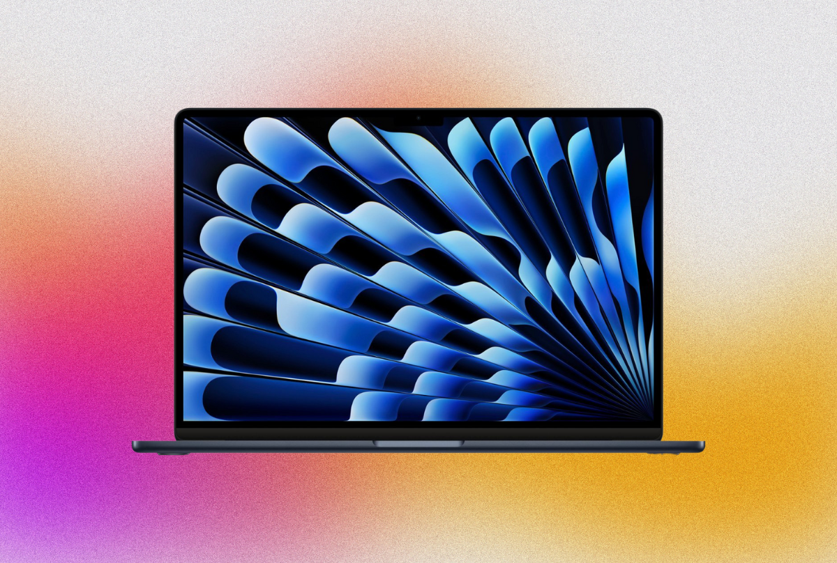 macbook air 15-inch against a colorful background
