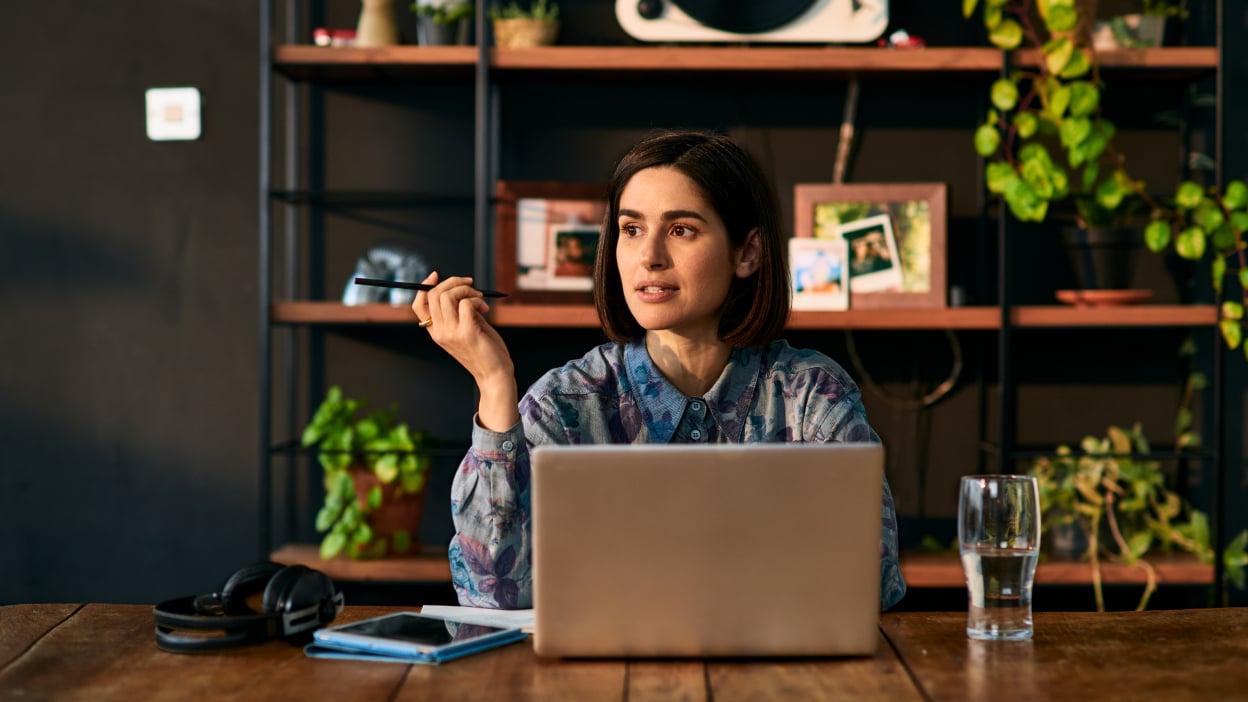Woman in front of laptop
