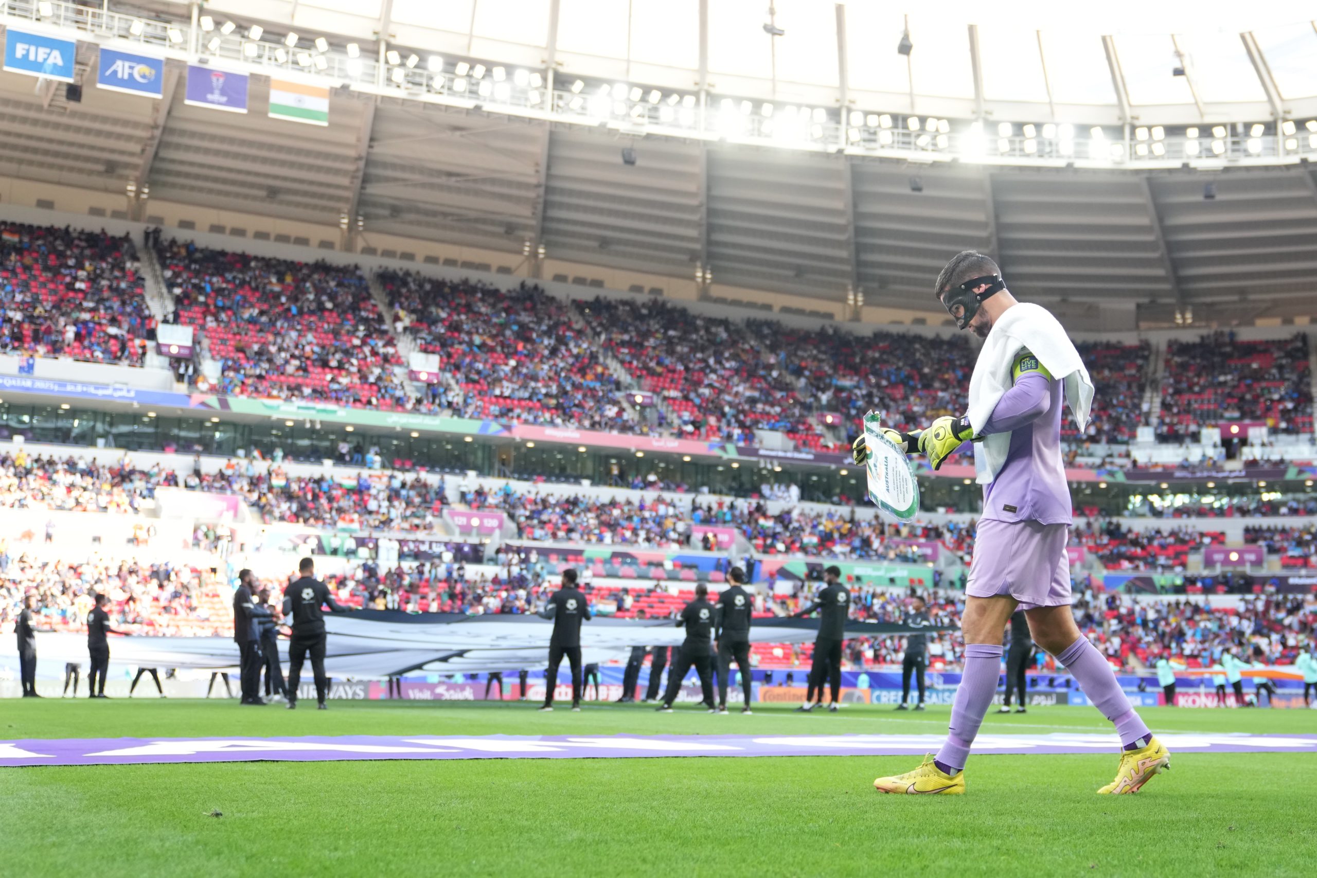 Mathew Ryan of Australia enters the pitch