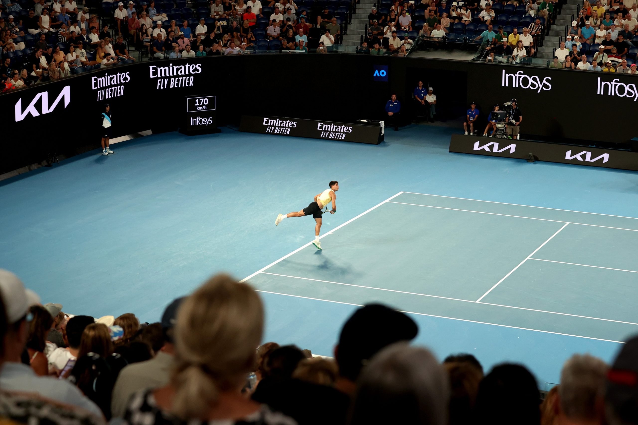 Carlos Alcaraz of Spain serves