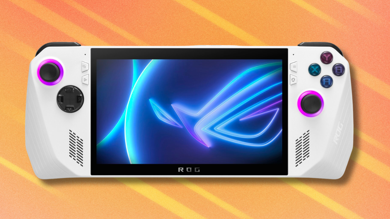 Asus ROG Ally on orange abstract background