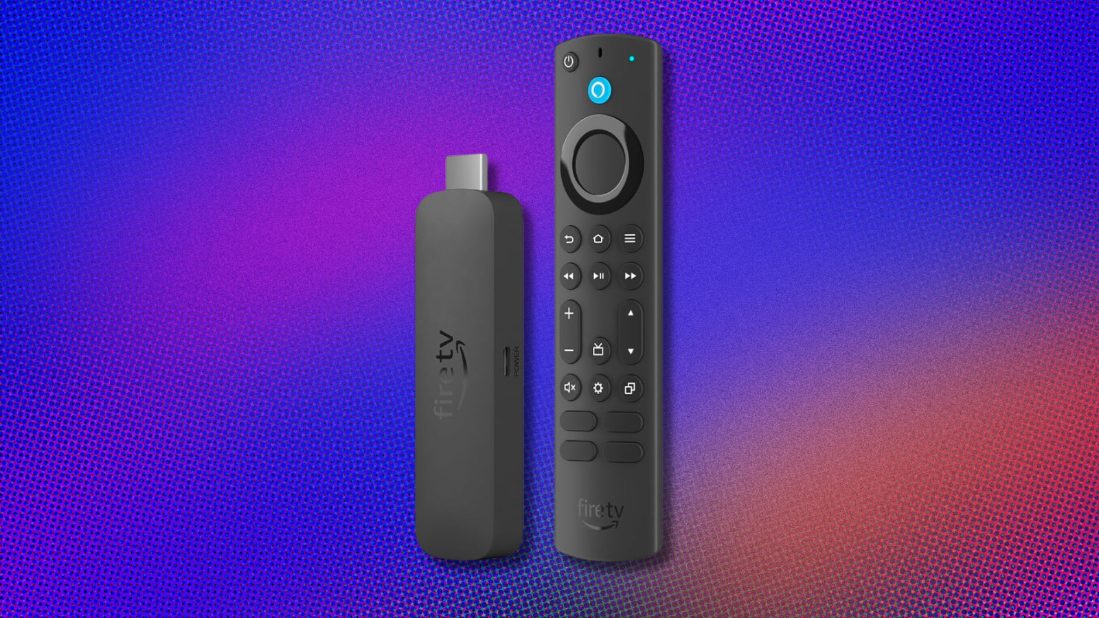 Amazon Fire TV Stick 4K Max on colorful abstract background