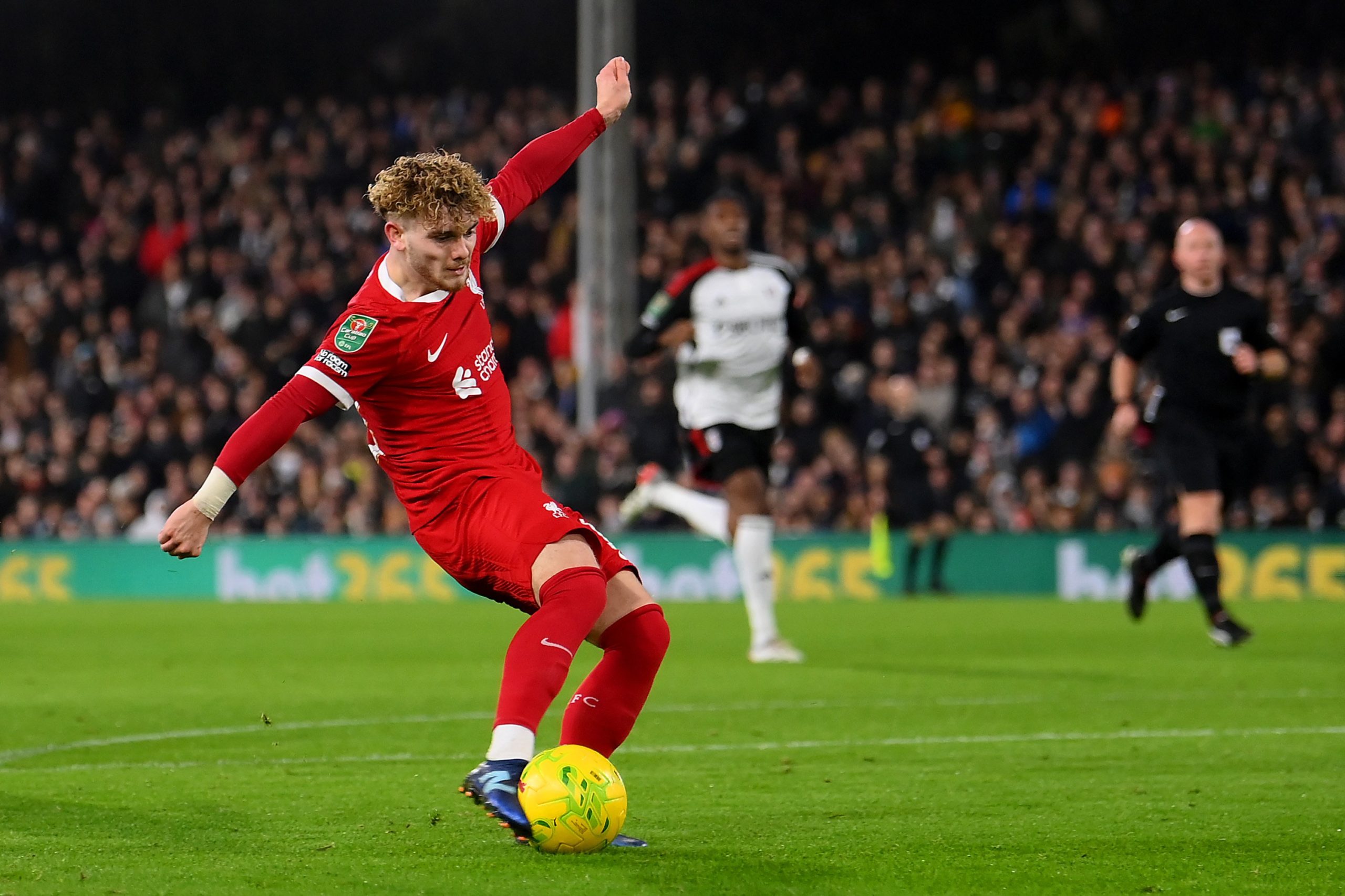 Harvey Elliott of Liverpool has a shot