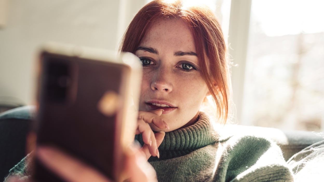 Woman looking at phone