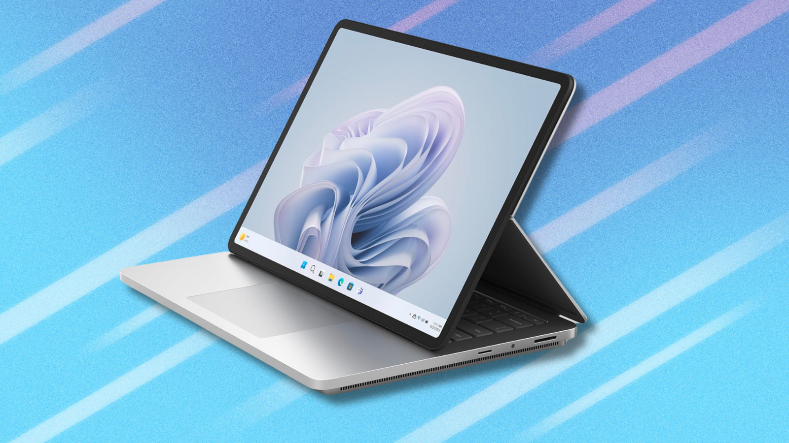 Microsoft Surface Laptop Studio 2 on blue abstract background