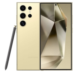 the Samsung Galaxy S24 Ultra in titanium yellow