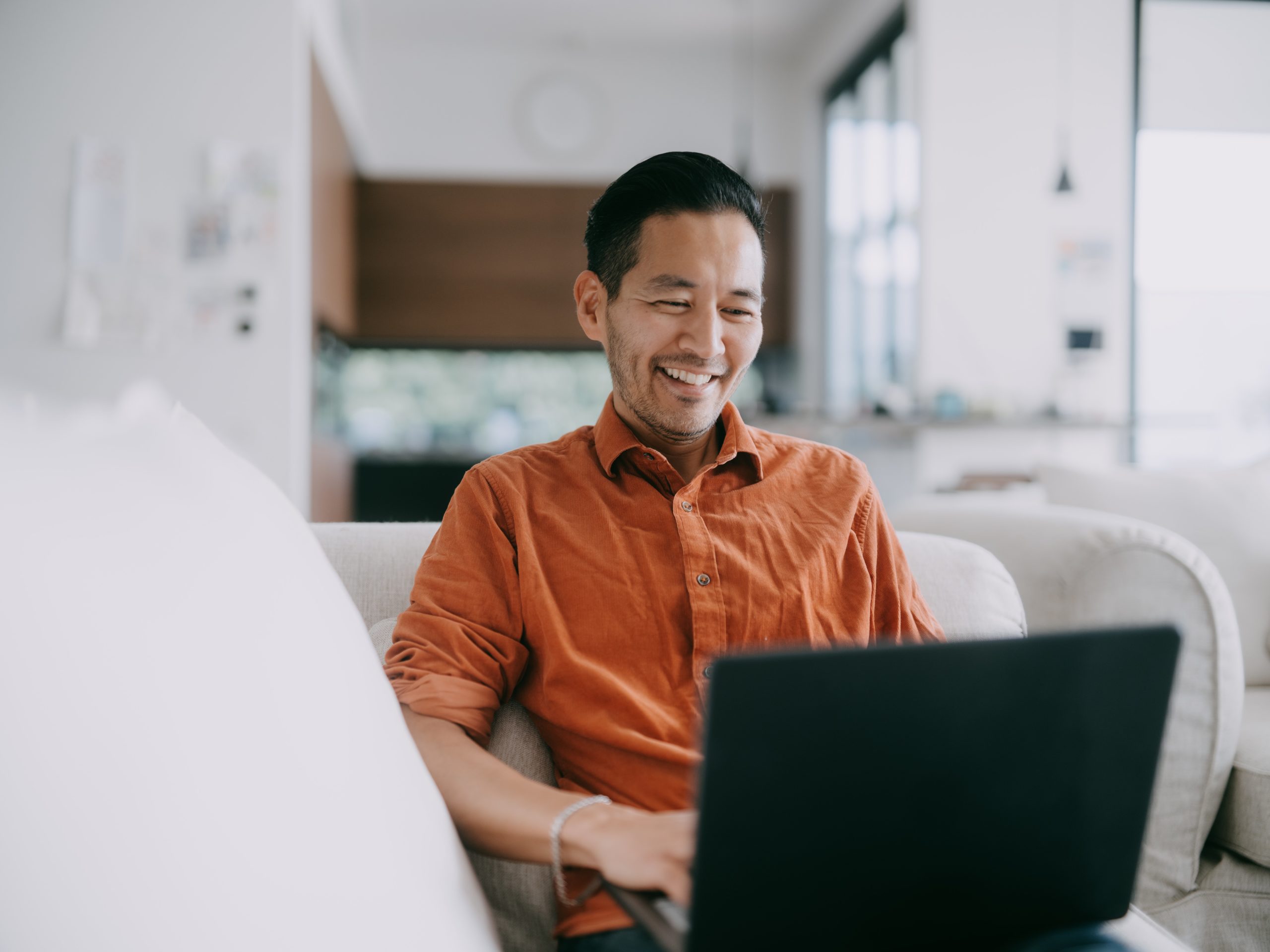 man working from home