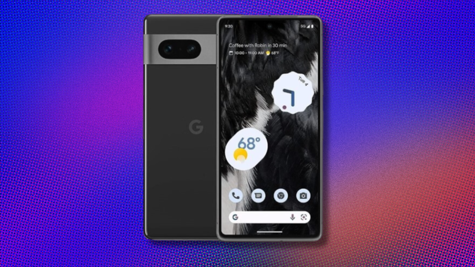 Google Pixel 7 on abstract colorful background
